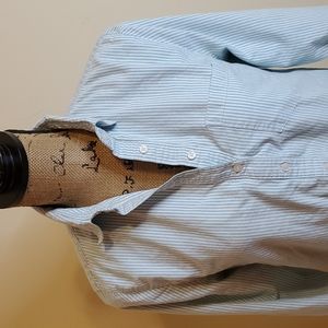 J Crew blue and white striped cotton shirt size Small